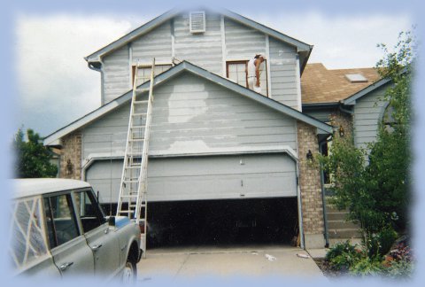 Painting prep work on a single-family house